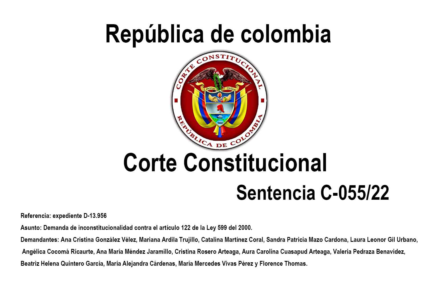 Reseña Jurisprudencial: Sentencia C-055/22